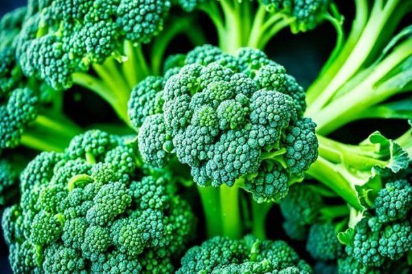 Close-up of vibrant green broccoli florets highlighting the dense clusters that make this cruciferous vegetable a powerhouse of nutrients with potential cancer-fighting properties.