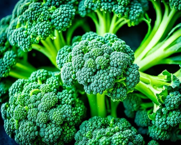 Close-up of vibrant green broccoli florets highlighting the dense clusters that make this cruciferous vegetable a powerhouse of nutrients with potential cancer-fighting properties.