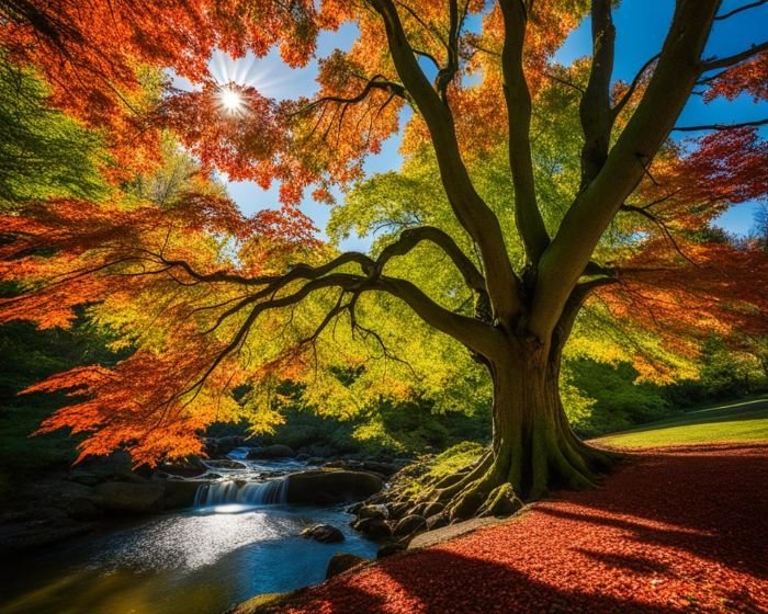 A beautiful maple tree with vibrant red and green leaves, illustrating the varieties and uses of maple trees.