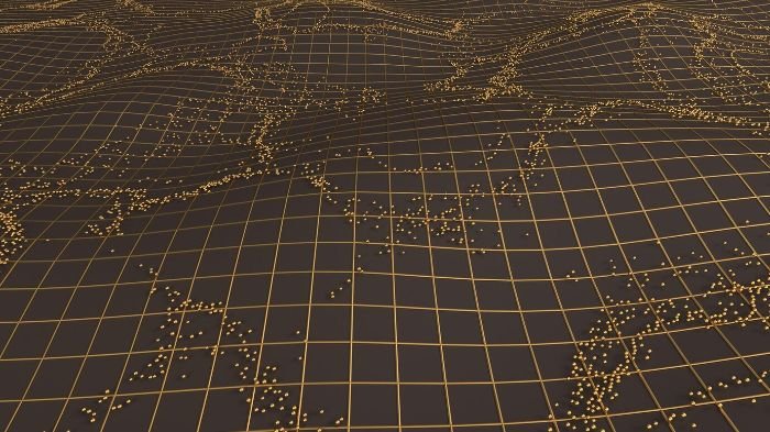 3D visualization of satellite data grids representing real-time crop insights through advanced technology.