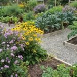 Garden planning with raised beds showing year-round color and edible crops