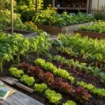 Late-summer raised beds planted with fall crops for a second harvest